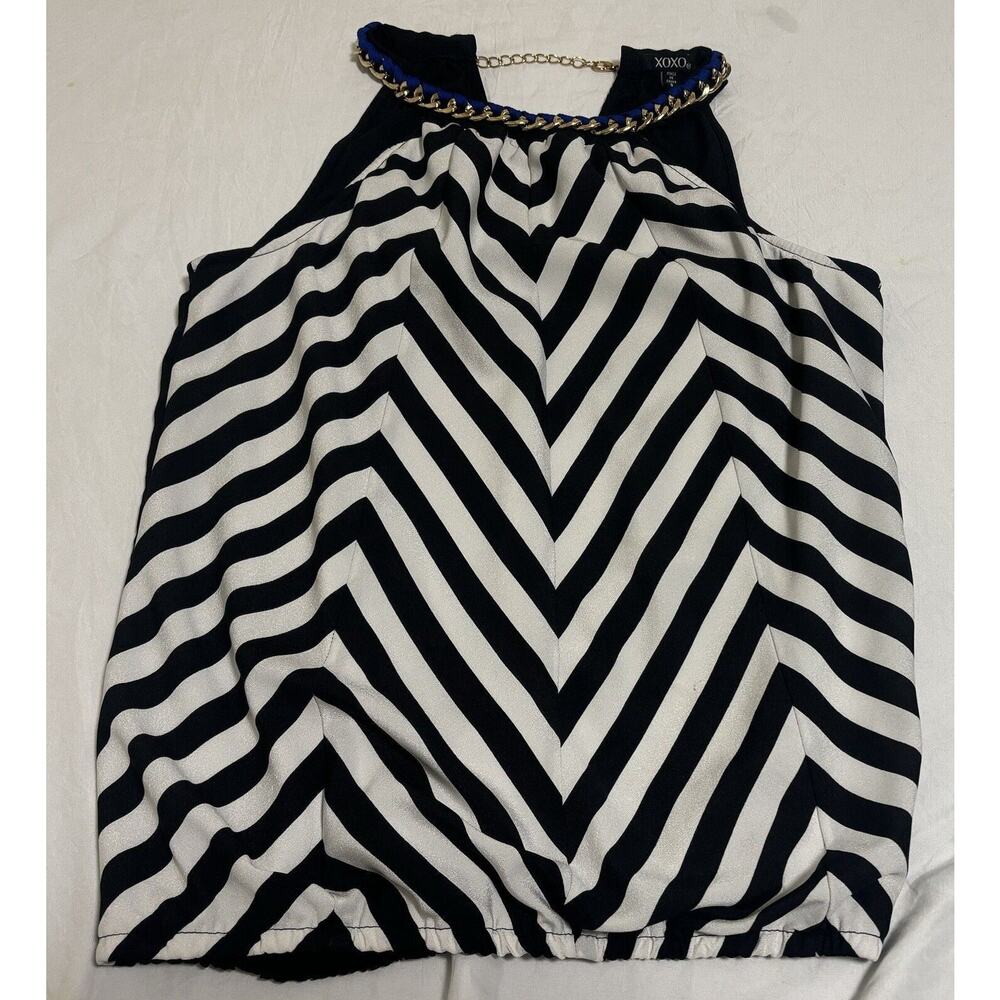 Halter Top Neck Chain Black White Chevron Festival Western Indie Women’s Size S